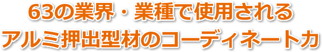 63の業界・業種で使用されるアルミ押出型材のコーディネート力